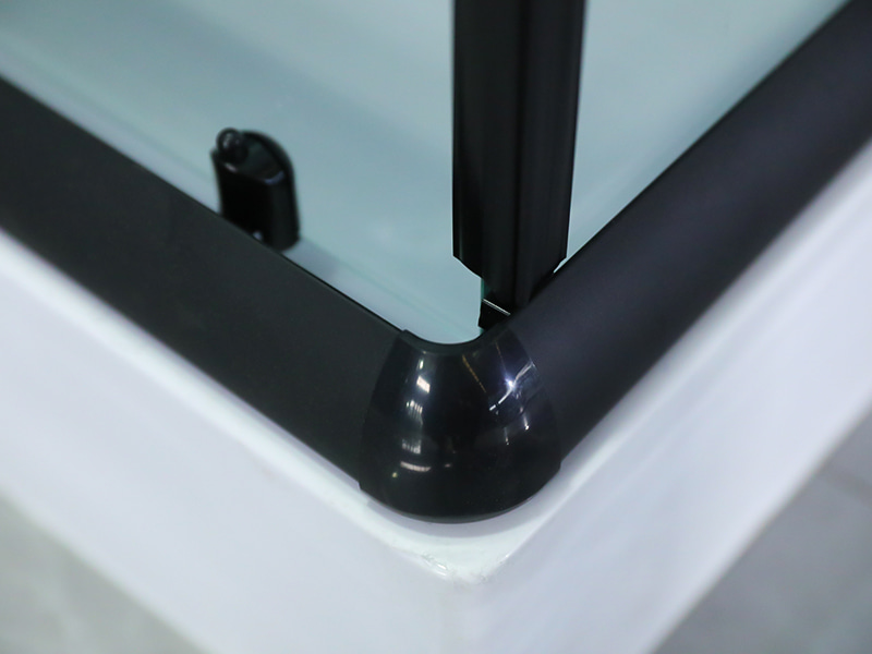 Penutupan Pancuran Mandi Gelongsor RE, Kaca Terbaja Jelas Dengan Cetakan, Profil Aluminium Hitam, Pemegang Berlubang Dua, Dengan Dulang Penutupan Pancuran Mandi Gelongsor RE, Kaca Terbaja Jelas Dengan Cetakan, Profil Aluminium Hitam, Pemegang Berlubang Dua, Dengan Dulang