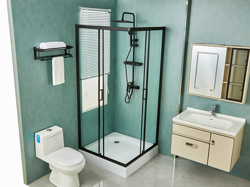 Kandang Pancuran Mandi Gelongsor SQ, Kaca Terbaja Jelas, Profil Aluminium Hitam, Pemegang Dua Lubang, Dengan Dulang Kandang Pancuran Mandi Gelongsor SQ, Kaca Terbaja Jelas, Profil Aluminium Hitam, Pemegang Dua Lubang, Dengan Dulang