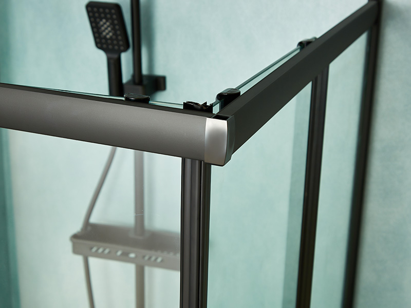 Kandang Pancuran Mandi Gelongsor SQ, Kaca Terbaja Jelas, Profil Aluminium Hitam, Pemegang Dua Lubang, Dengan Dulang Kandang Pancuran Mandi Gelongsor SQ, Kaca Terbaja Jelas, Profil Aluminium Hitam, Pemegang Dua Lubang, Dengan Dulang