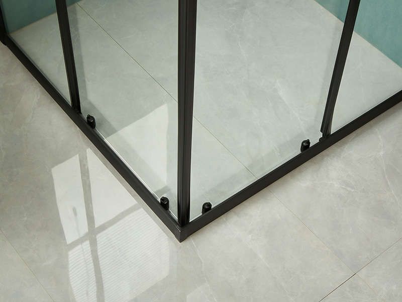 Kandang Pancuran Mandi Gelongsor SQ, Kaca Terbaja Jelas, Profil Aluminium Hitam, Pemegang Dua Lubang, Dengan Dulang Kandang Pancuran Mandi Gelongsor SQ, Kaca Terbaja Jelas, Profil Aluminium Hitam, Pemegang Dua Lubang, Dengan Dulang