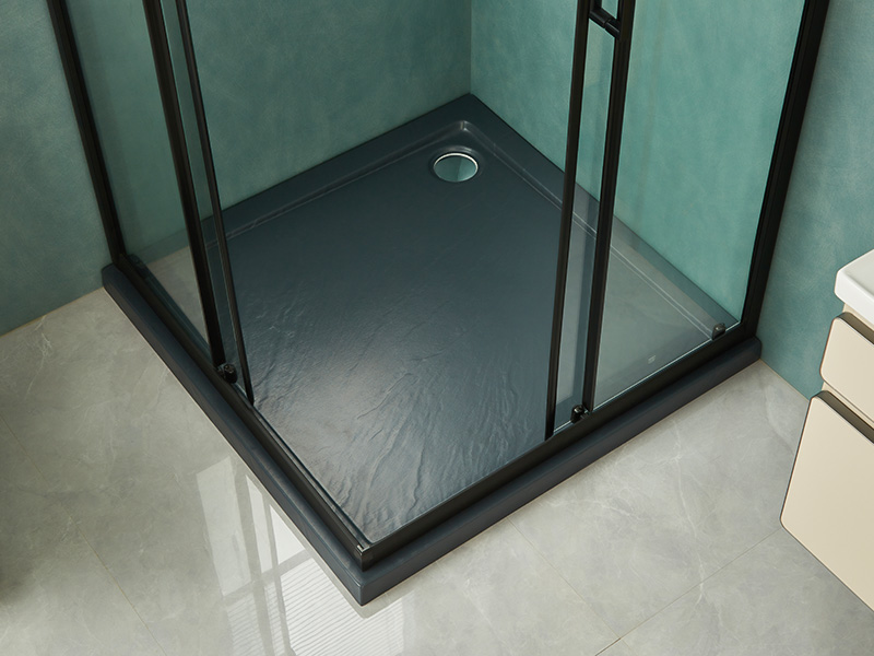 Kandang Pancuran Mandi Gelongsor SQ, Kaca Terbaja Jelas, Profil Aluminium Hitam, Pemegang Dua Lubang, Dengan Dulang Kandang Pancuran Mandi Gelongsor SQ, Kaca Terbaja Jelas, Profil Aluminium Hitam, Pemegang Dua Lubang, Dengan Dulang