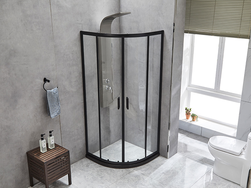 Penutup Pancuran Mandi Gelongsor SE, Kaca Terbaja Jelas, Profil Aluminium Hitam, Pemegang Dua Lubang, Tanpa Dulang Penutup Pancuran Mandi Gelongsor SE, Kaca Terbaja Jelas, Profil Aluminium Hitam, Pemegang Dua Lubang, Tanpa Dulang